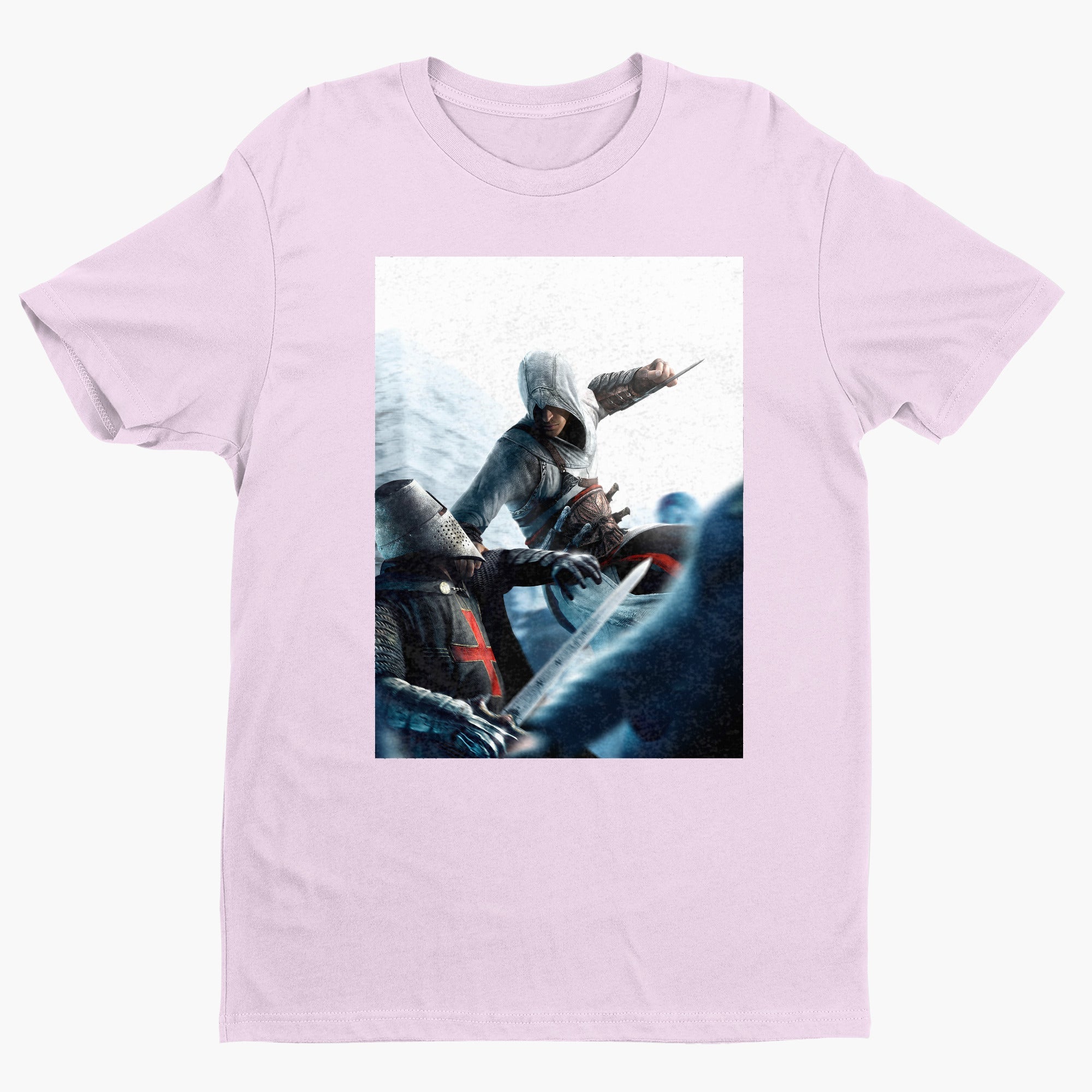 Assassin's Creed assassin vs Templar concept art tee - light pink unisex t-shirt, front view